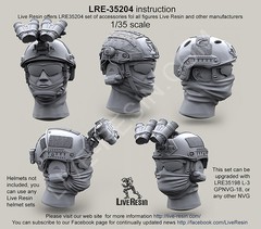 Live Resin 1/35 LRE-35204 Head w/Balaclavas for Ops Core & Airframe Helmet (3)