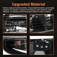 Headlight Assembly, Compatible with 1999 Black Housing Amber Reflector(w/o LED)