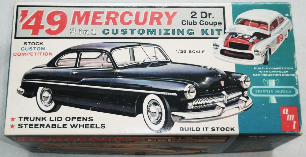 AMT TROPHY SERIES ’49 MERCURY 3 in 1 CUSTOMIZING KIT 1/25 black plastic