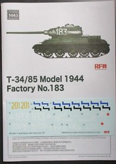 Rye Field Models 1/35th Scale Soviet T34-85 – Decals from Kit No. 5083