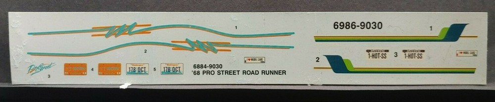 AMT/ERTL | No. 6884 | 1:25 1968 Pro Street Roadrunner Decals