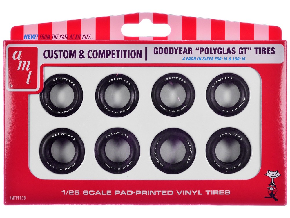 AMT AMTPP038 1/25 Model Kit “Goodyear Polyglas GT” Tires Set of 8