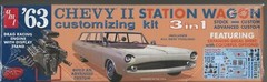 AMT ’63 1963 Chevy II Station Wagon, 3 Options-Builds 1, w/ Trailer in 1/25 1201