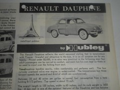 1960 HUBLEY RENAULT DAUPHINE Model Kit 159-K-2 Assembly Directions & Parts List