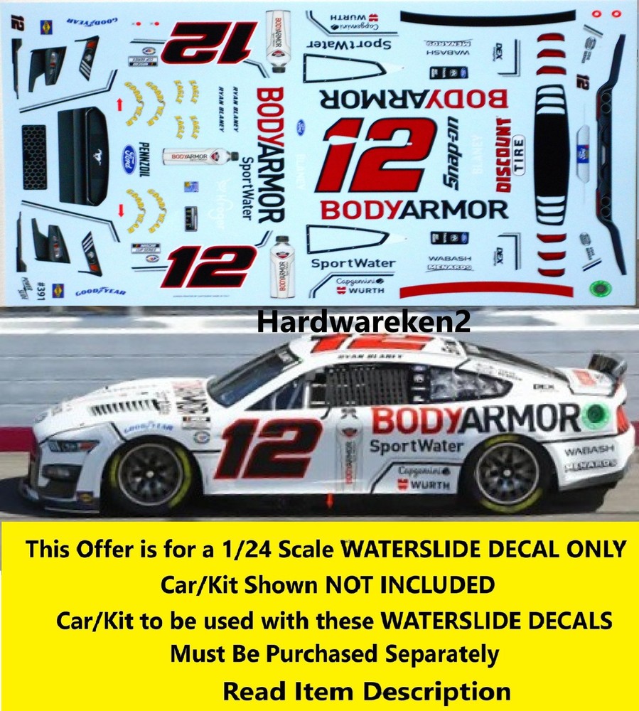NASCAR DECAL #12 BODY ARMOR 2023 FORD MUSTANG RYAN BLANEY 1/24 ATLANTA