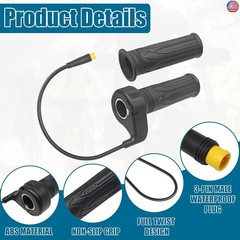 20X Full Twist Throttle Grip, 3 Pin Water Proof Connection Fits Ebike 12V-72V,