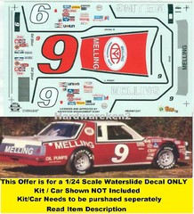 NASCAR DECAL # 9 MELLING LATE SEASON 1982 FORD THUNDERBIRD BILL ELLIOTT 1/24