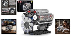 V8 Engine Mechanical Model Kit with Transparent Parts and Electrical Components
