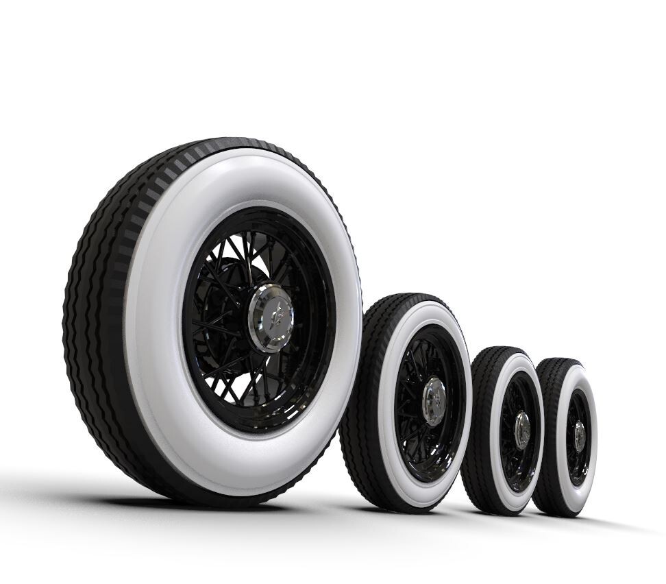 1:10 22” Wire Wheesl With Tall Big And Little Whitewall Tires (12mm Hex)
