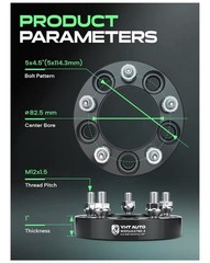 YHT AUTO 1″ Wheel Spacers 5×114.3 (5×4.5) M12x1.5, 82.5mm 5 Lug Set of 4 (2 box)