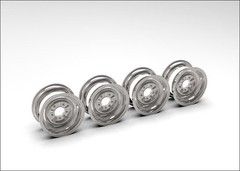 1:8 (4) Chrome Stock Steel Two Piece wheels Fits Monogram/Revell kits