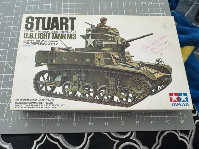 Tamiya 1/35 Scale Stuart U.S. Light Tank M3 Model Kit #35042 Open Box!