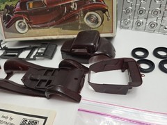 Jo-Han Classic 1935 Mercedes 500k Maroon Model Kit Opened Complete