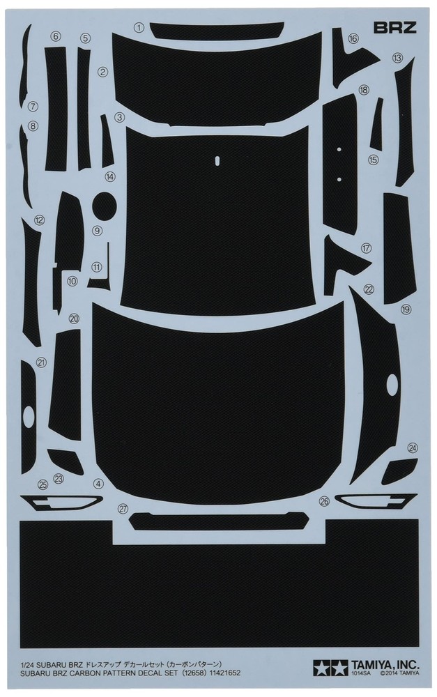 Tamiya 1/24 Detail Up Parts Series No.58 Subaru BRZ Decal Carbon Pattern Plastic