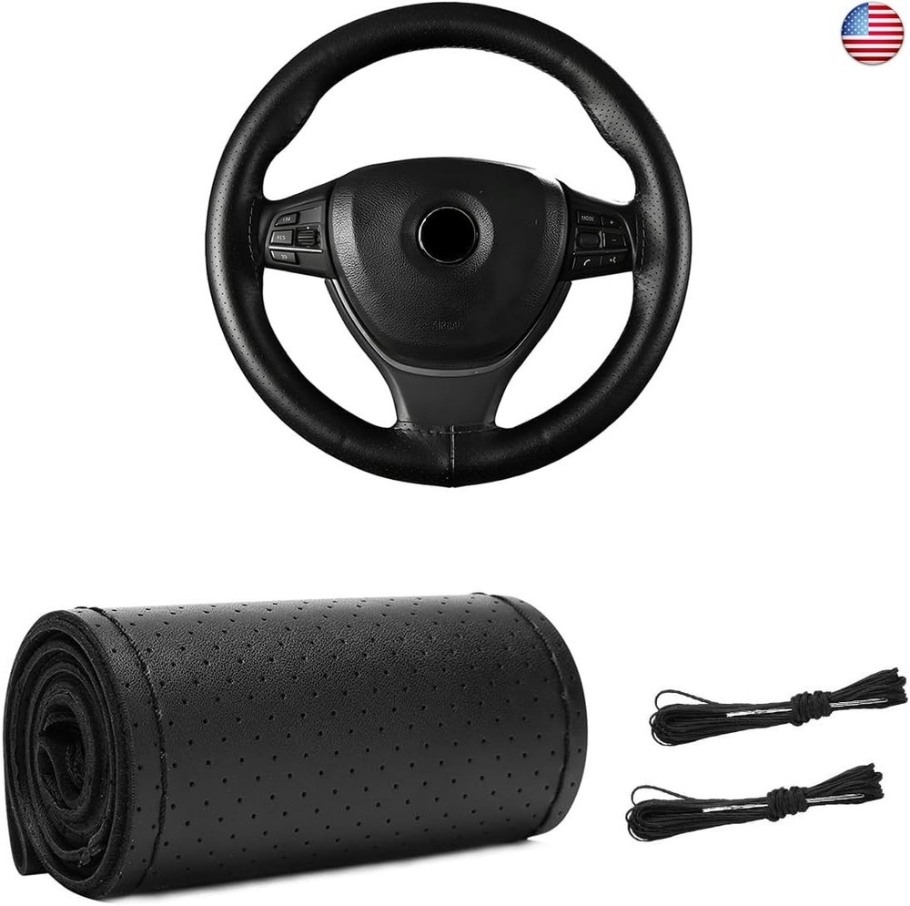 Genuine Leather Steering Wheel Cover, Stitch On Wrap for Steering Wheel up to