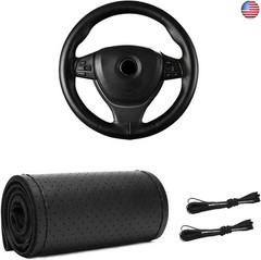 Genuine Leather Steering Wheel Cover, Stitch On Wrap for Steering Wheel up to