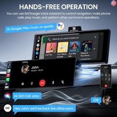 10.26” Portable Apple CarPlay Screen for Car with 4K Dash Cam & 1080P HD