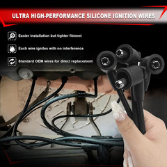 4 Ignition Spark Plug Cable Wire Set, 7Mm, Compatible with Hyundai Tucson Sporta