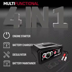 6A Car Battery Charger and Maintainer, 80A Engine Starter, 20A Boost, 12V for Po