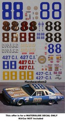 NASCAR DECAL #88 DiGARD RACING 1973-1974 CHEVROLET CHEVELLE DONNIE ALLISON 1/25