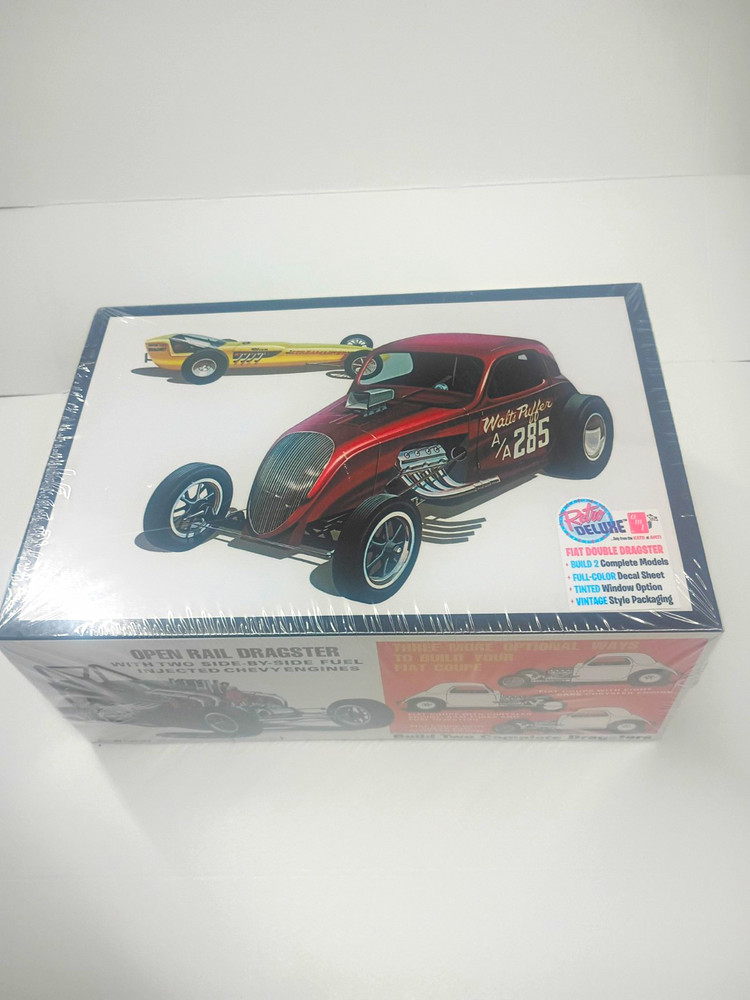 Round2 1/25 Fiat Double Dragster Plastic Model Kits w/ Retro Sealed Packaging