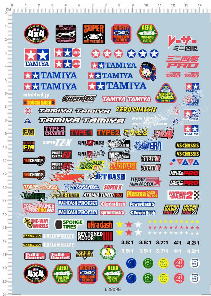 Universal Mini 4WD Sports Racing Car Markings various Logos Model Water Decal