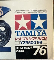 TAMIYA 1/12th Scale Model Kit- Red Bull Yamaha WCM YZR500 ‘99 #14076- New