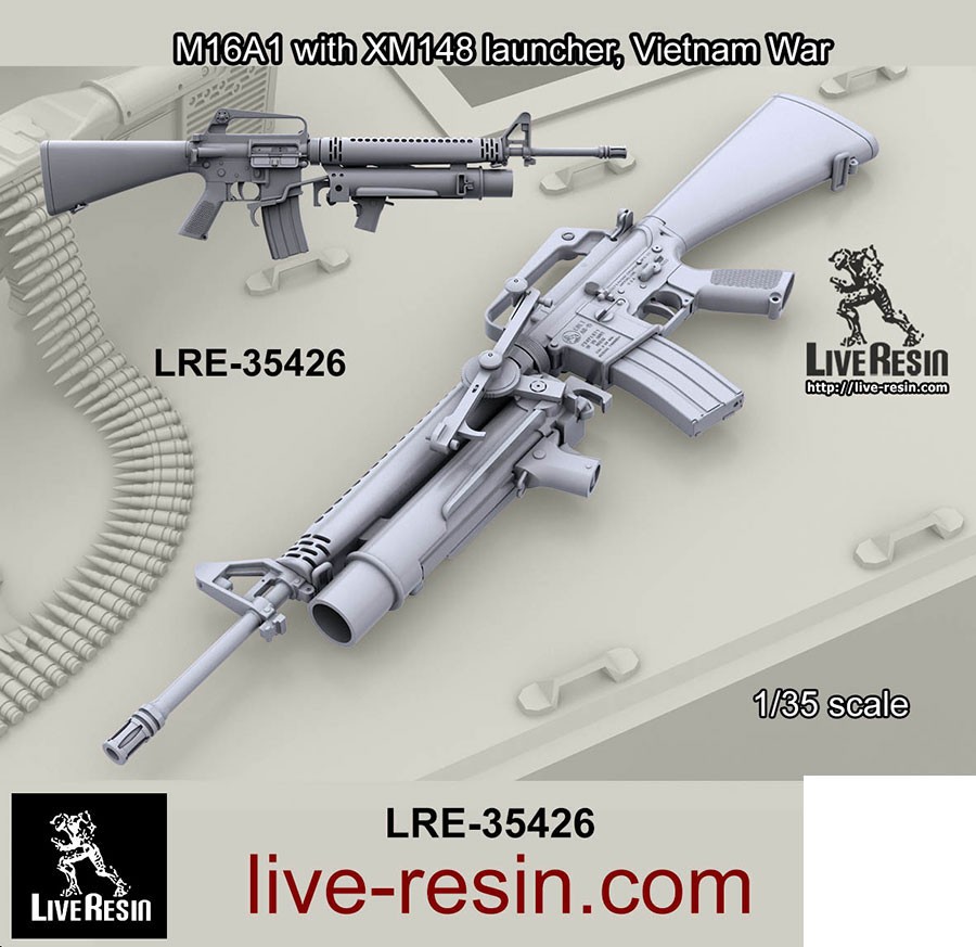 Live Resin 1/35 Vietnam War M16A1 with XM148 Launcher