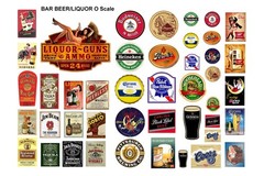 1:48 O scale model bar beer liquor alcohol signs