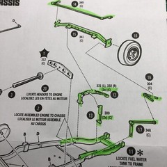33 Willys Gasser Drop Straight Axle Suspension Front Frame 1:25 LBR Model Parts
