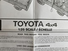 AMT- Toyota 4×4 Truck – Original Model Kit Instruction Sheet – 1/25
