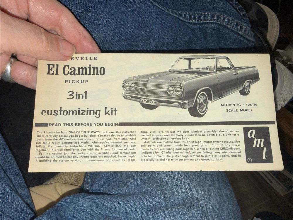 AMTB 1/25 VINTAGE 1965 EL CAMINO INSTRUCTION SHEET USED CIRCA 1965
