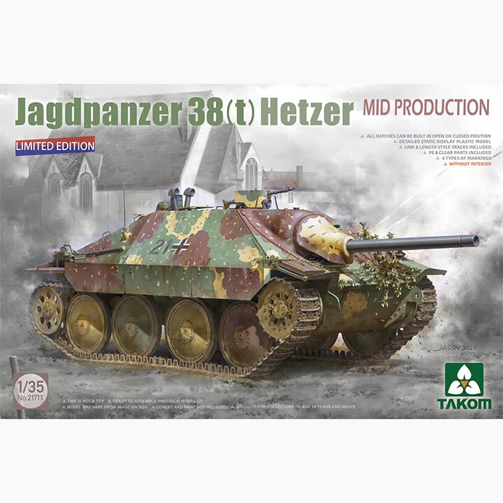 Takom #2171X 1/35 Jagdpanzer 38(t) Hetzer Mid Production (Without Interior)