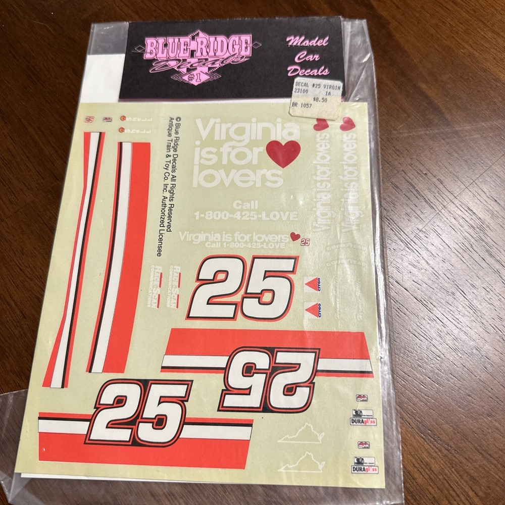 Blue Ridge Decals 1057 1/25 Scale #25 Virginia Is For Lovers NASCAR