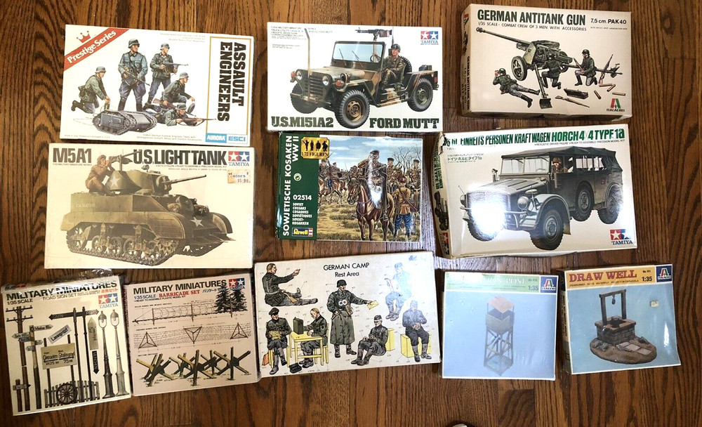 NEW old Stock Vintage Big Lot of 11 WWII Models German Vehicles People ETC 60s