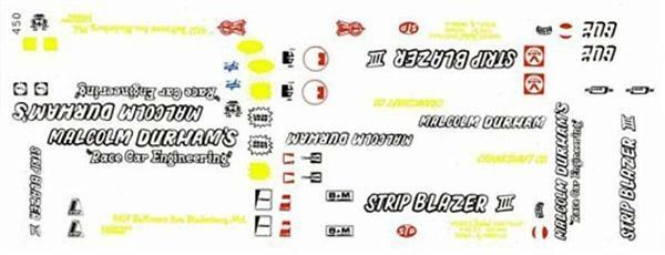 Fred Cady 450 Strip Blazer 65 Chevelle Malcolm Durham 1/25 Drag decal