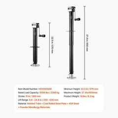 A-Frame Trailer Jack, 5000 Lbs. Load, Jack Stand with Handle & Rectangular Footp