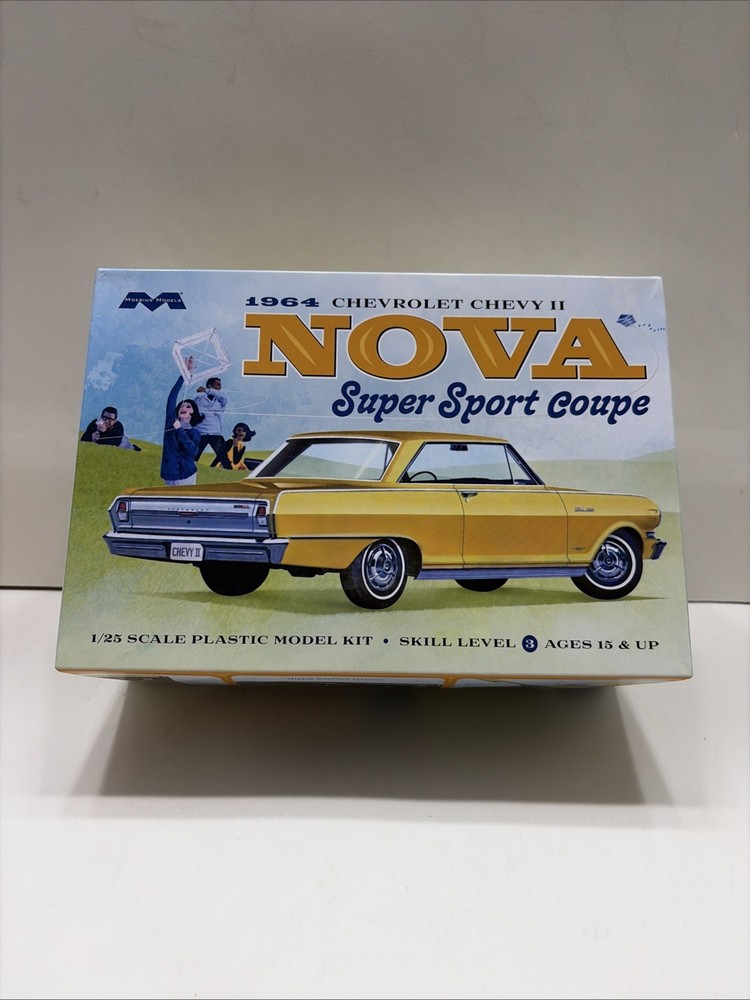 Moebius 1964 Nova Super Sport Coupe Model Car Kit – Yellow (2320) Open Box