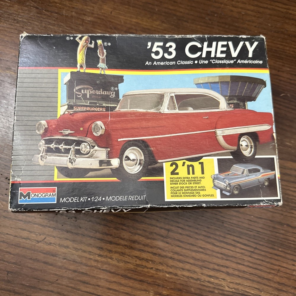 Monogram ’53 Chevy Bel-Aire Hardtop 1988 1:24 Model Kit 1953 Bel Air