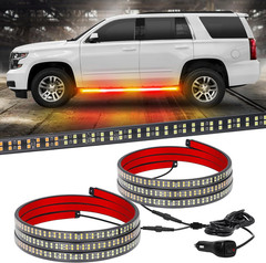 60″ Amber Red LED Running Board Lights – 2PCS Emergency Strobe Warning Safety