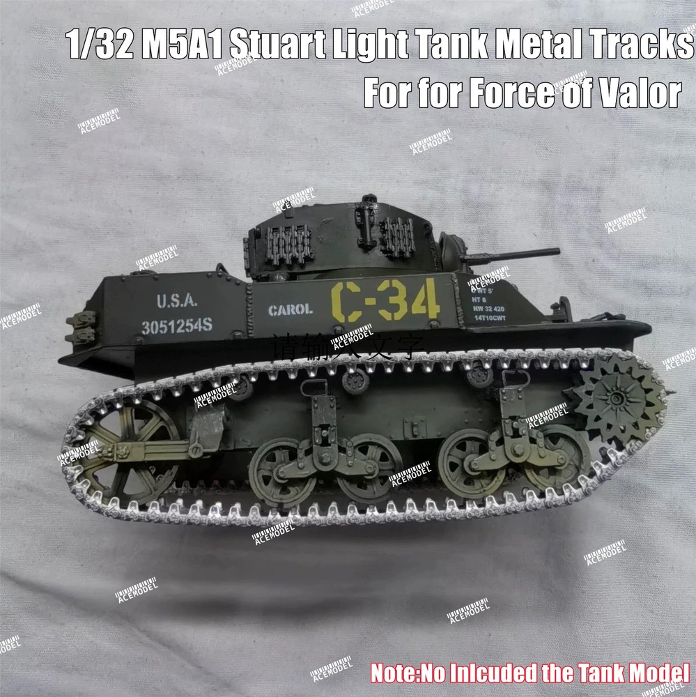 For Force of Valor FOV 1/32 US M5A1 Stuart Tank Metal Workable Tracks w/Pins Set
