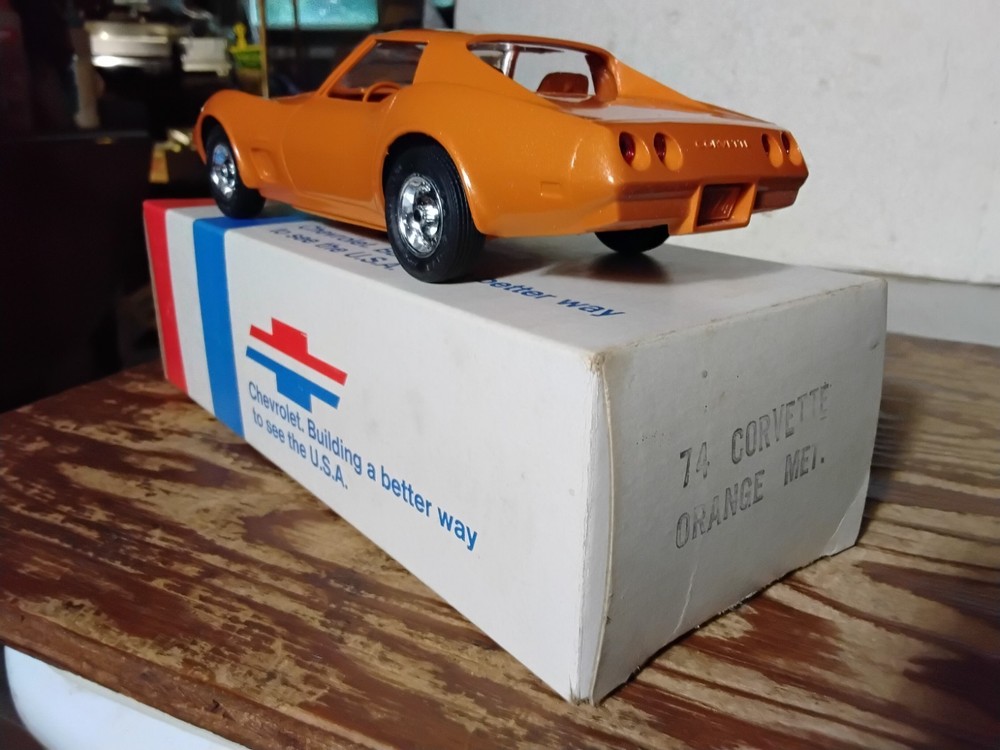 1974 454 Metallic Orange CORVETTE Sting Ray w BOX Promo Dealer CHEVY Model