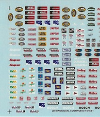 NASCAR DECAL 2004 INDIVIDUAL STOCK CAR FENDER CONTINGENCIES – 1/24