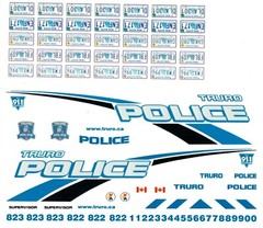 1/24, 1/25 Police Car decals (Bill Bozo – Truro, Canada Police)