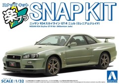 Aoshima 1/32 Model Kit Snap Car 12MJ Nissan Skyline GT-R R34 Nur Millennium Jade