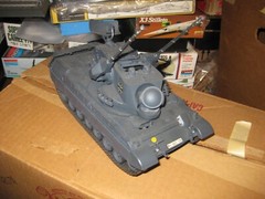 Pro-built Flakpanzer Gepard tank in case in 1/35 scale from a Tamiya kit