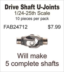 FABResinworks #24712 Scale Driveshaft U-Joints 10pcs. 24-25th Makes 5 Shafts
