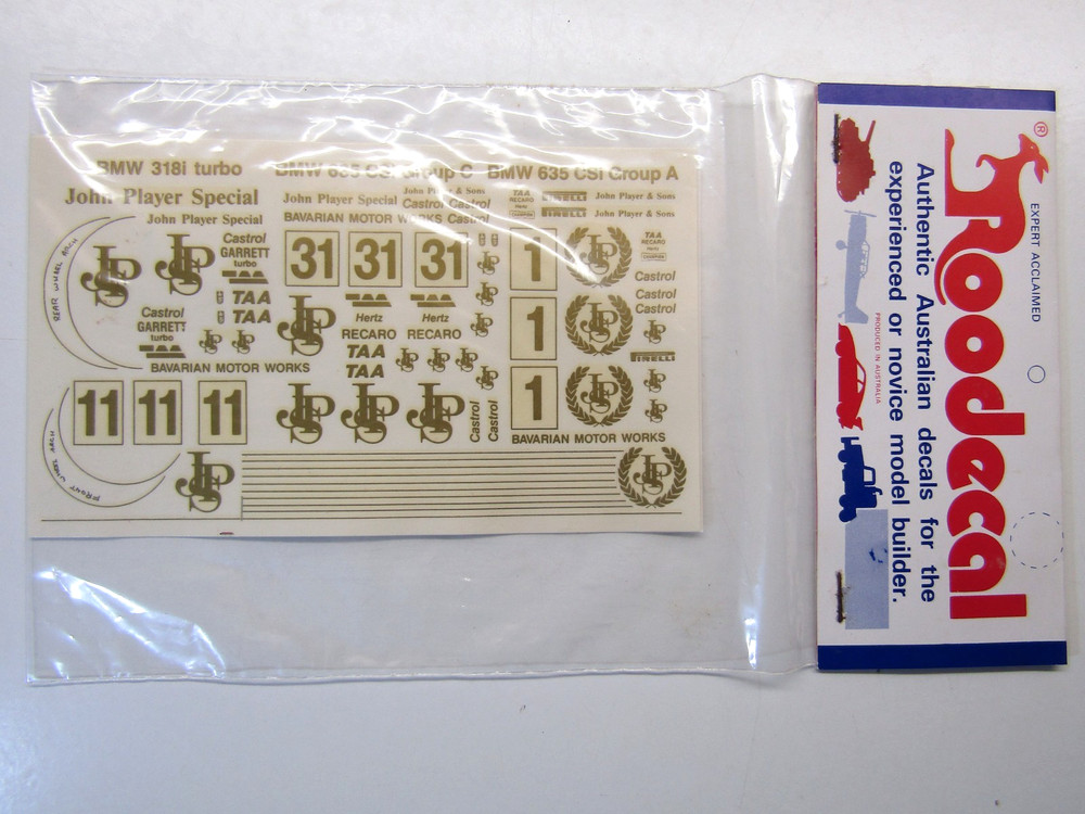 Roodecal 1:24 Scale JPS BMW 318i Turbo / JPS BMW 635 CSi Gr.C & Gr.A Decal Sheet