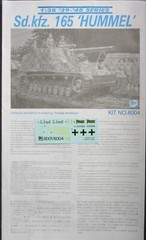 DRAGON 1/35 GERMAN Sd Kfz 164 Hummel – Decals from Kit No. 6004