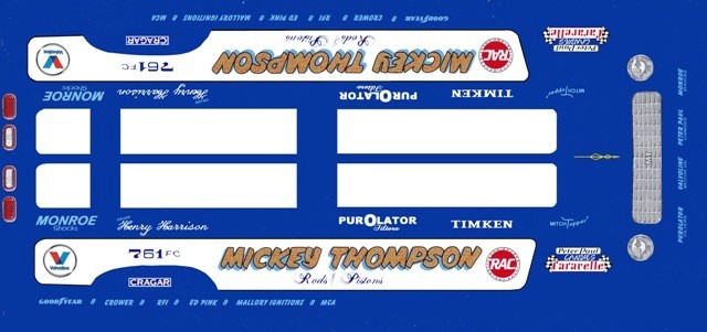 Mickey Thompson Pistons & Rods 70’s Vega Funny Car 1/24th – 1/25th Scale Decals